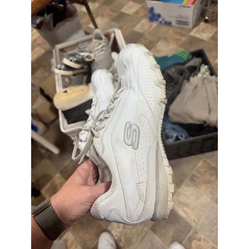 Skechers Sport Premium White Leather Sneakers Womens 10 Low Top 21672 WML